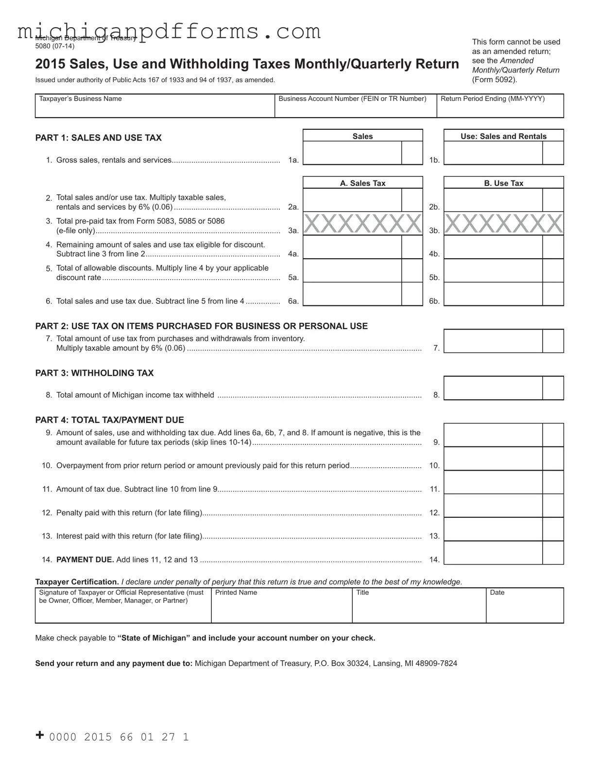 Free 5080 Michigan Template in PDF