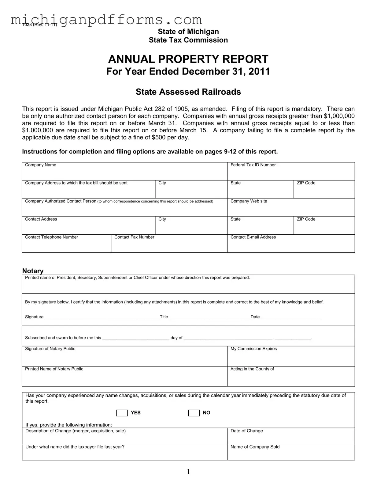 Free Michigan 1028 Template in PDF