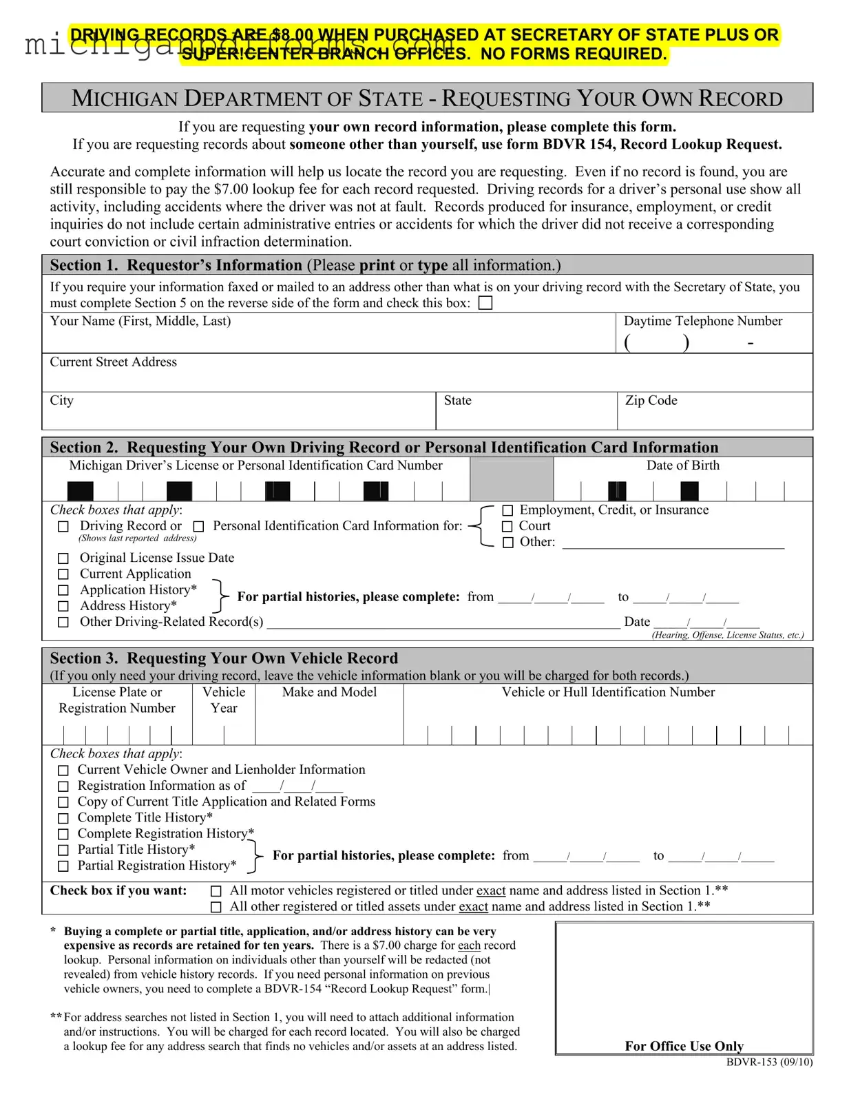 Free Michigan 153 Template in PDF