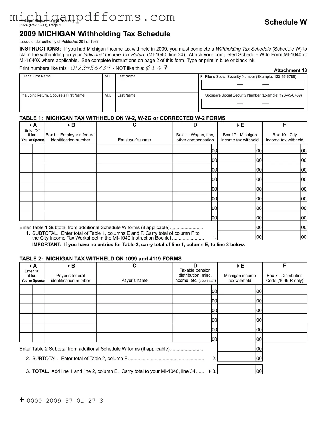Free Michigan 3924 Template in PDF