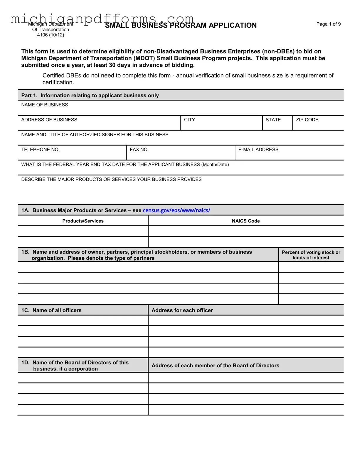 Free Michigan 4106 Template in PDF
