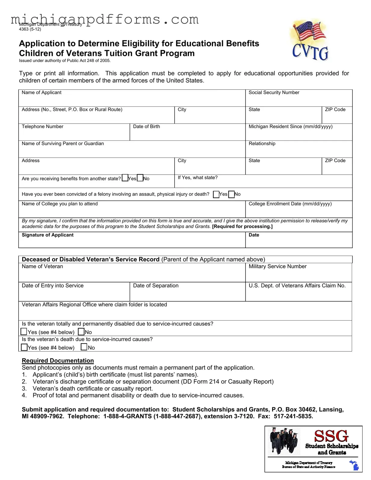 Free Michigan 4363 Template in PDF