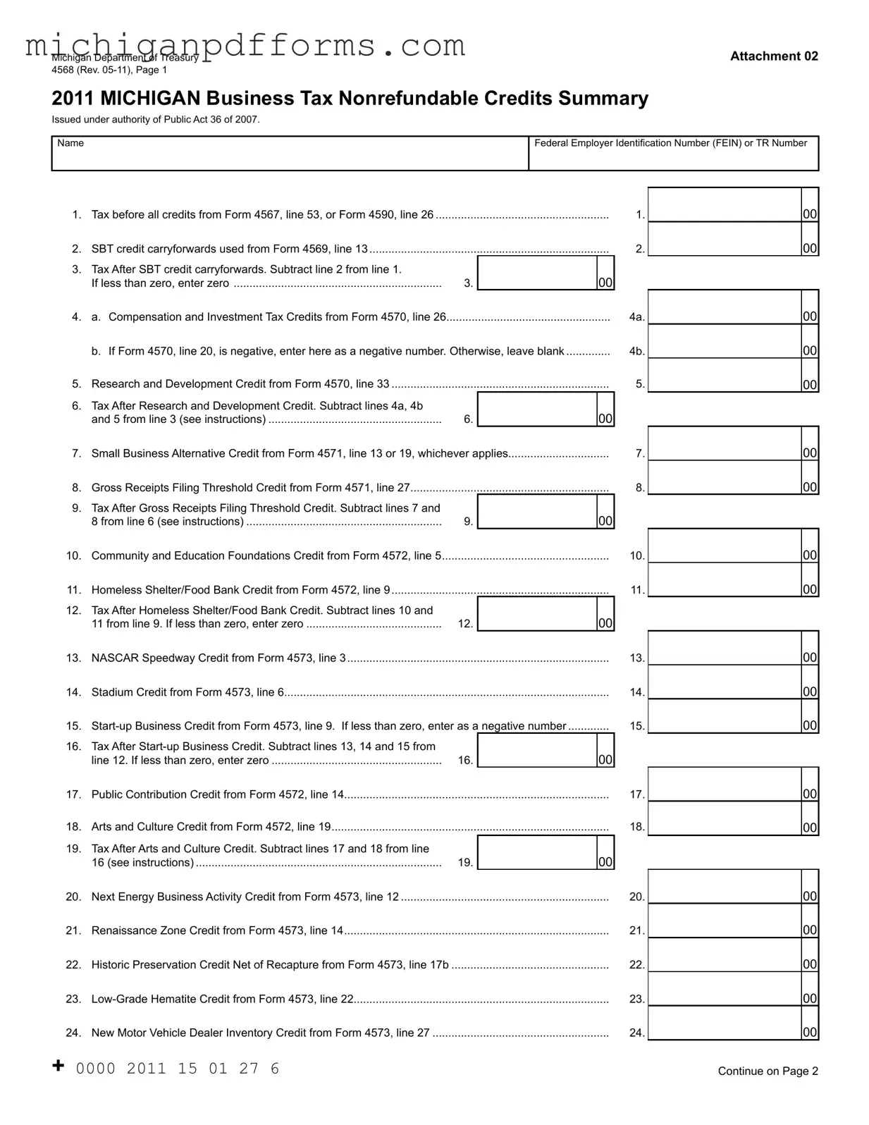 Free Michigan 4568 Template in PDF