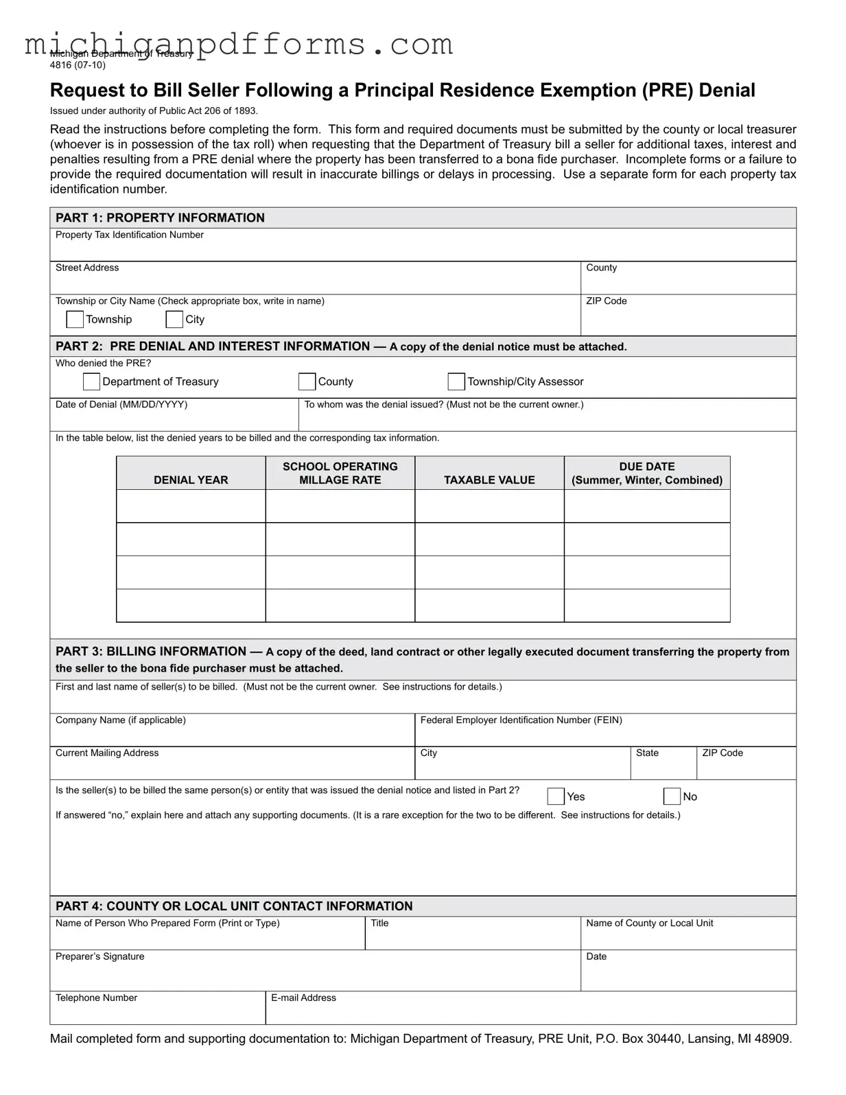 Free Michigan 4816 Template in PDF