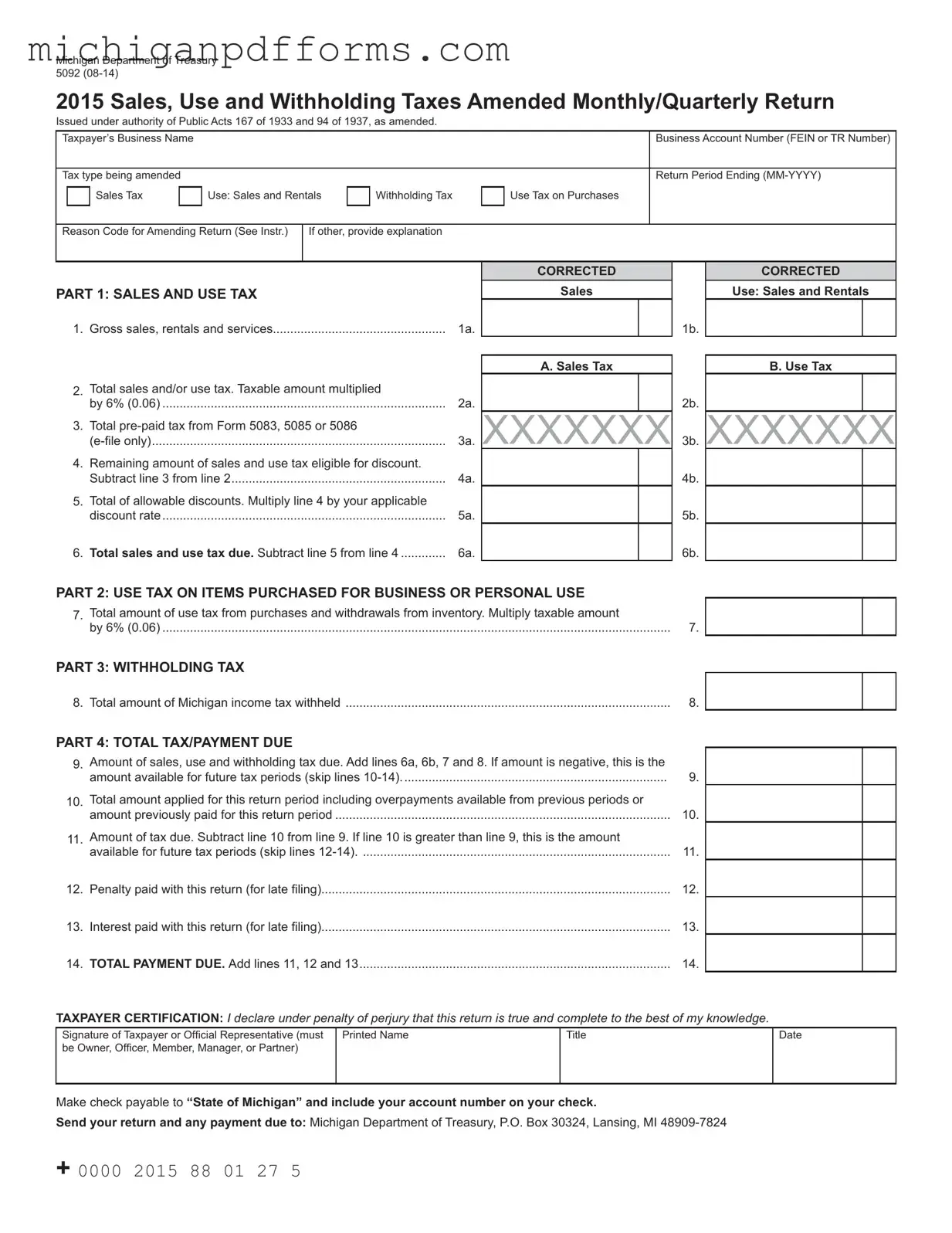 Free Michigan 5092 Template in PDF