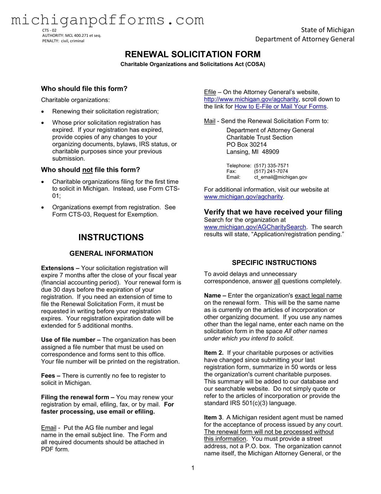 Free Michigan Cts 02 Template in PDF