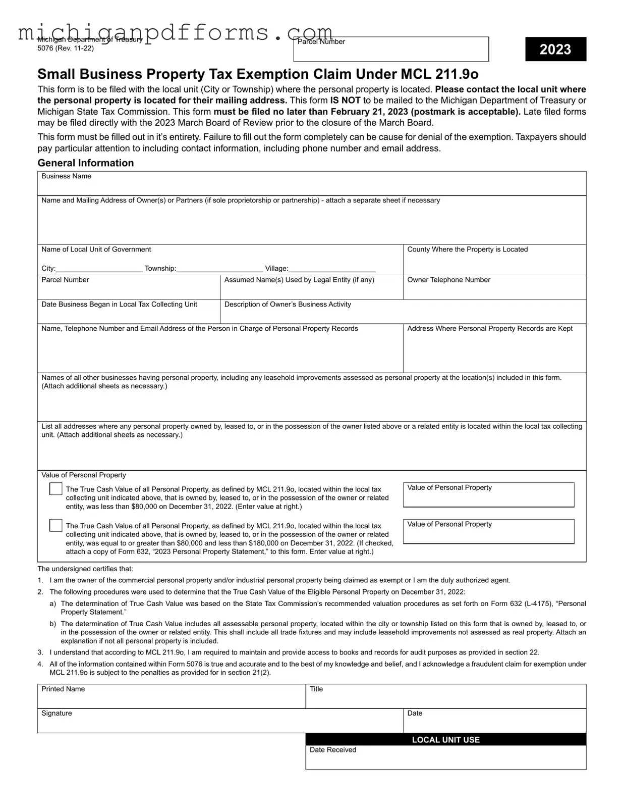 Free Michigan Exemption Template in PDF
