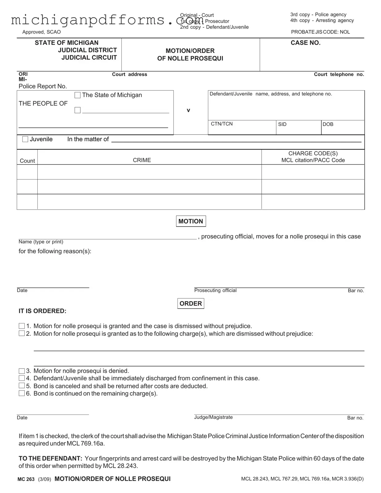 Free Michigan Mc 263 Template in PDF