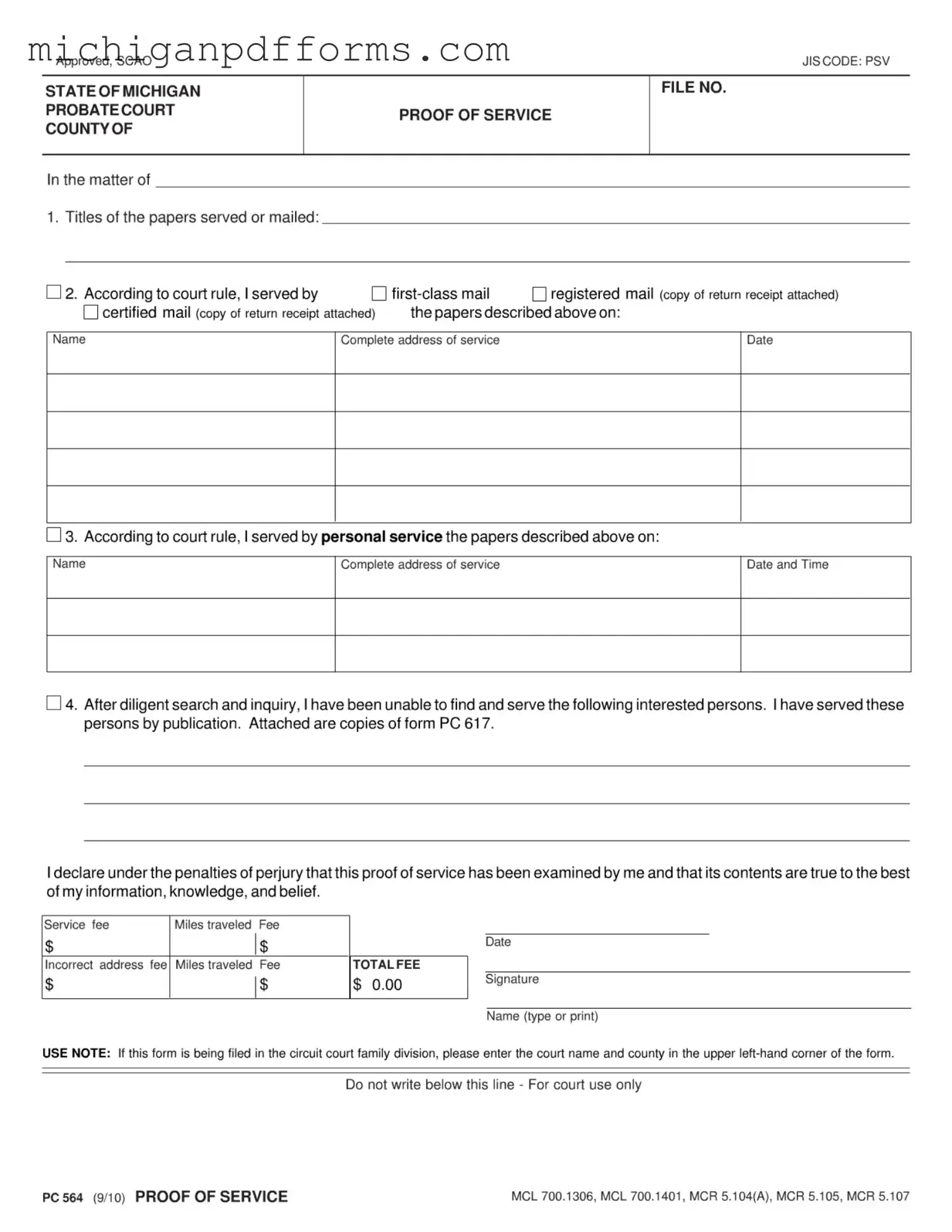 Free Michigan Probate Template in PDF