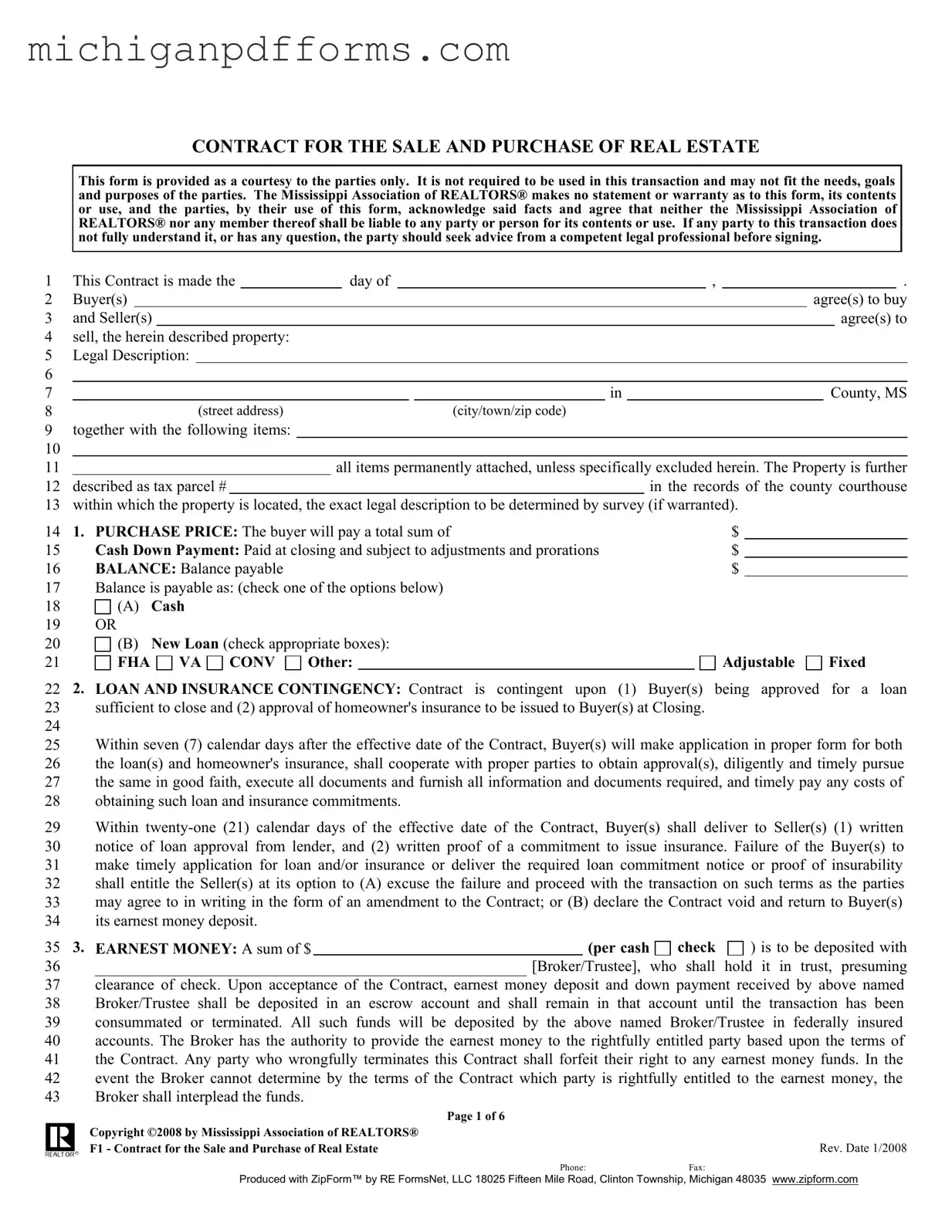 Free Michigan Real Estate Buy Template in PDF
