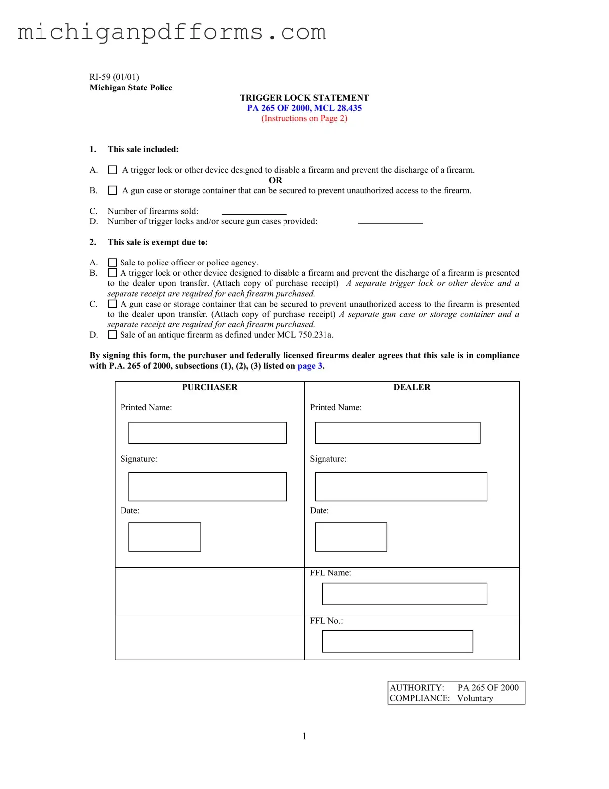 Free Michigan Ri 59 Template in PDF