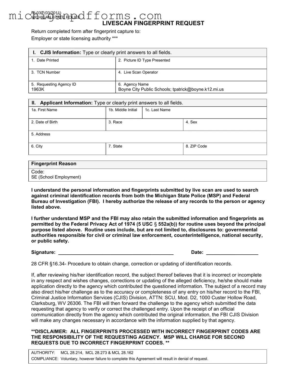 Free Ri 030 Michigan Template in PDF
