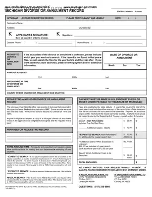 Free Divorce Or Annulment Michigan Template in PDF
