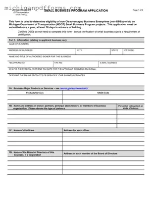 Free Michigan 4106 Template in PDF