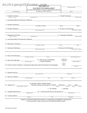 Free Michigan Dch 0838 Template in PDF