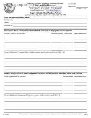 Free Michigan Lcc 3010 Template in PDF