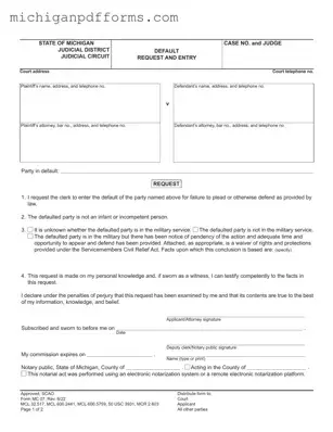 Free Michigan Mc 07 Template in PDF