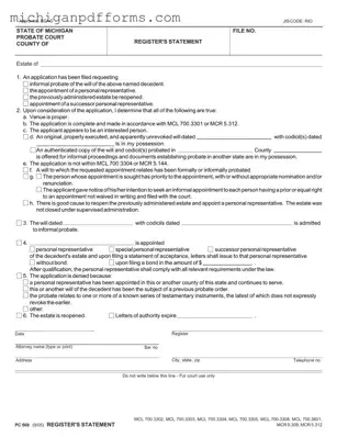 Free Michigan Pc 568 Template in PDF