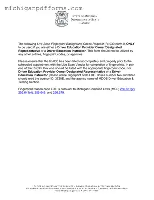 Free Michigan Ri 030 Template in PDF
