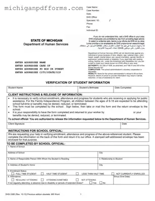 Free Michigan Verification Student Template in PDF
