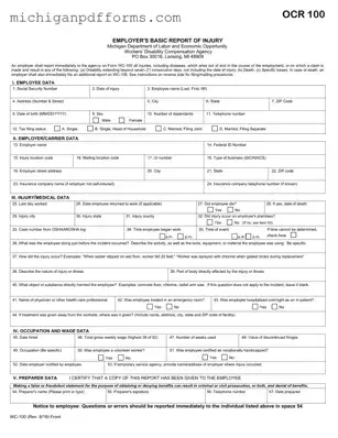 Free Michigan Wc 100 Template in PDF