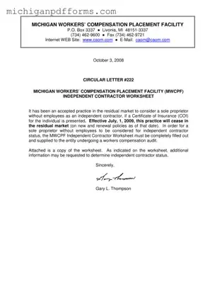 Free Michigan Workers Independent Contractor Worksheet Template in PDF