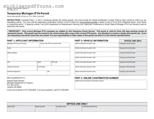 Free Temporary Michigan Ifta Permit Template in PDF